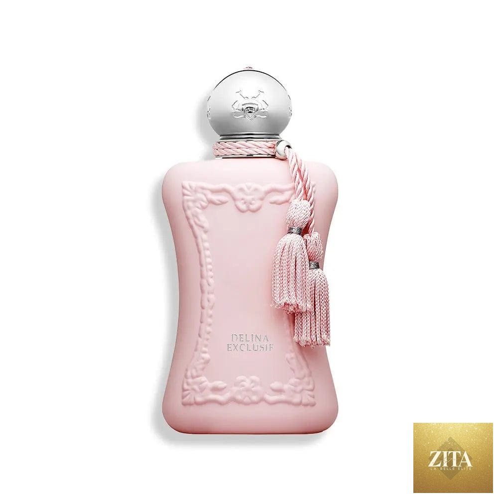 Delina Exclusif perfume by Parfums de Marly for women, 2.5 oz Eau De Parfum spray, elegant bottle design.