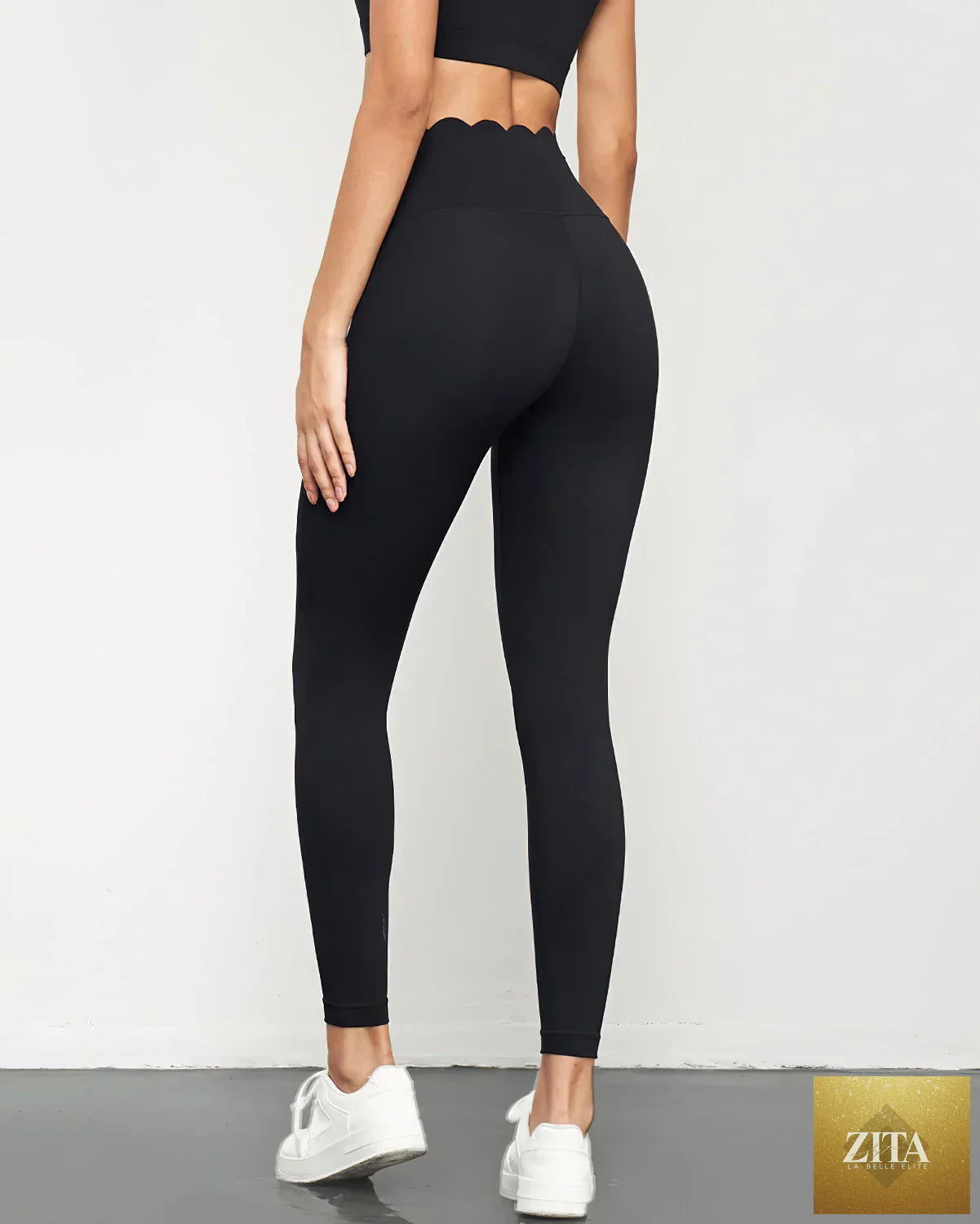 Hello Day Scalloped Waist High Rise Leggings