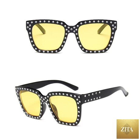 Women’s sunglasses by FitiqueFit with crystal decoration and stylish eye wear design, featuring tinted lenses and fashionable frame.