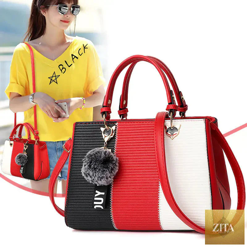 Striped color block women's shoulder and crossbody handbag with stylish design from Trendy Attic Store01.