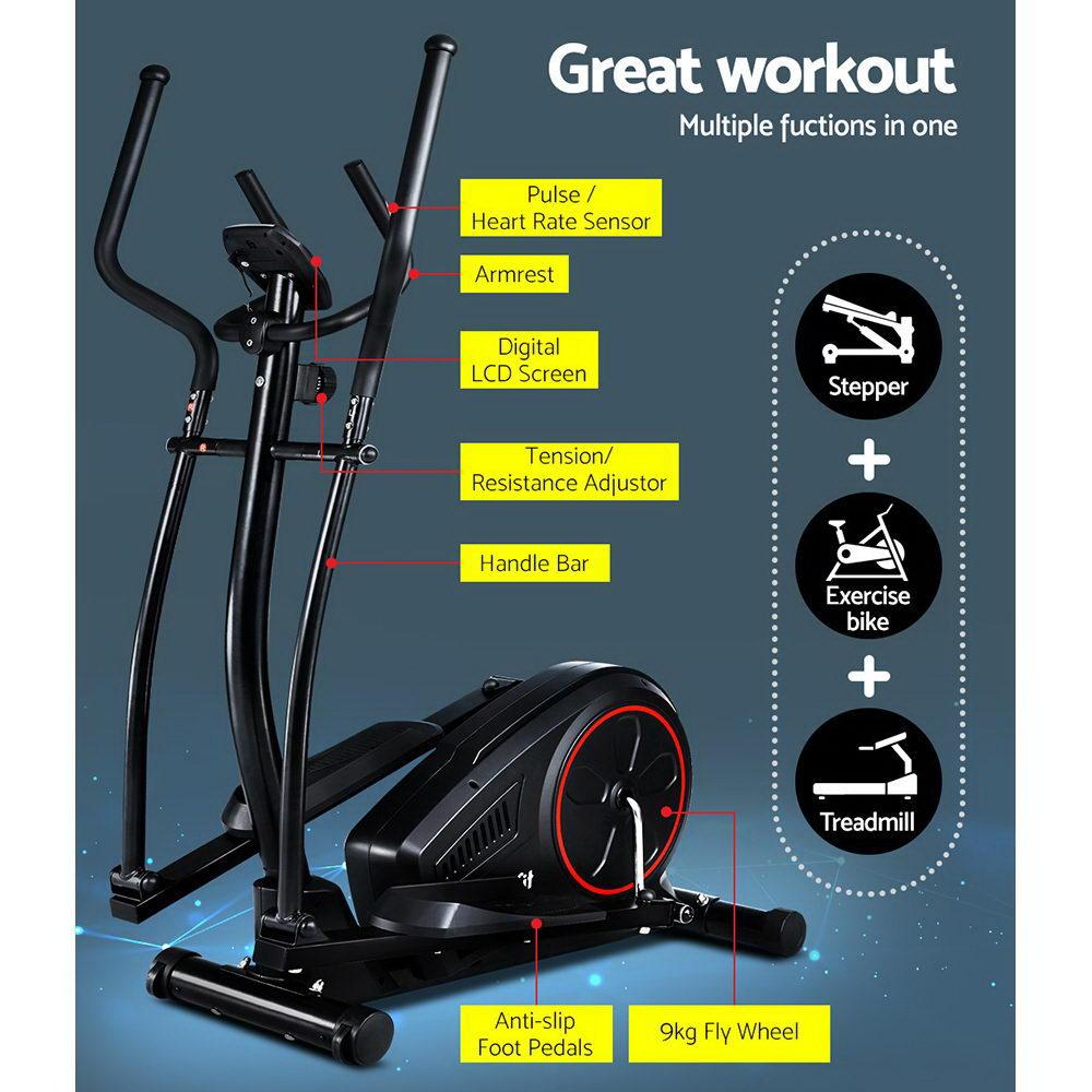 Everfit Exercise Bike Elliptical Cross Trainer Home Gym Fitness Ozdingo