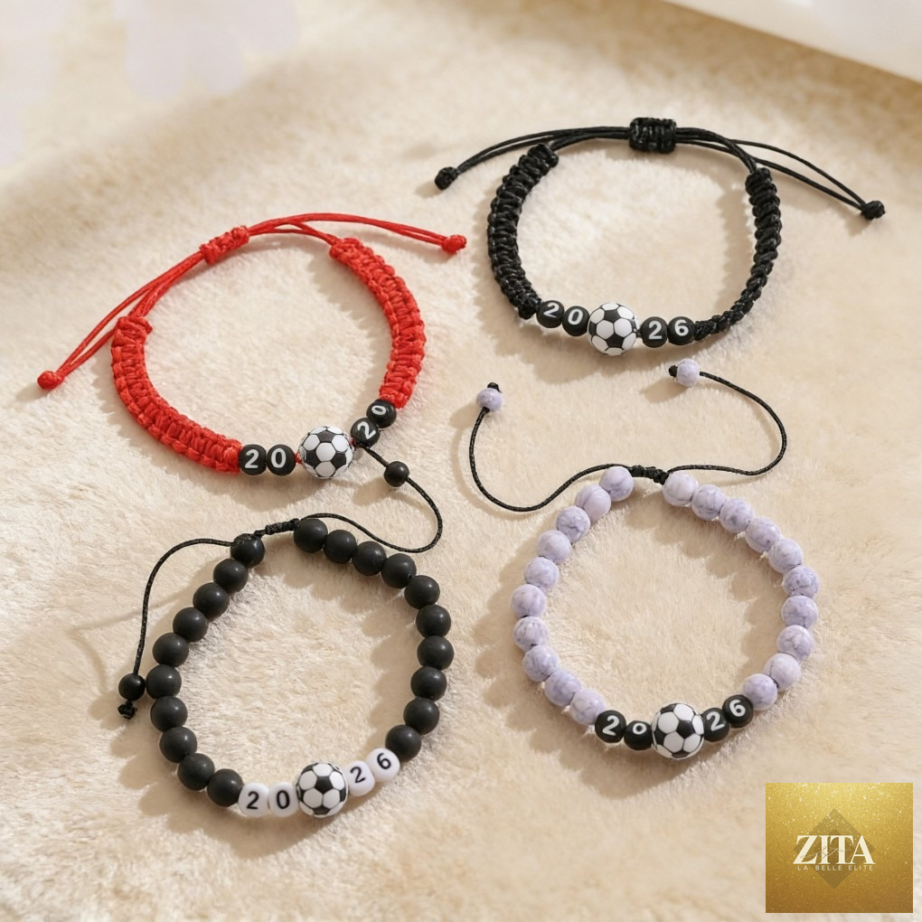 USA-Mexico-Canada World Cup football bracelet by Zita La Belle Elite featuring colorful beads and football-themed design.