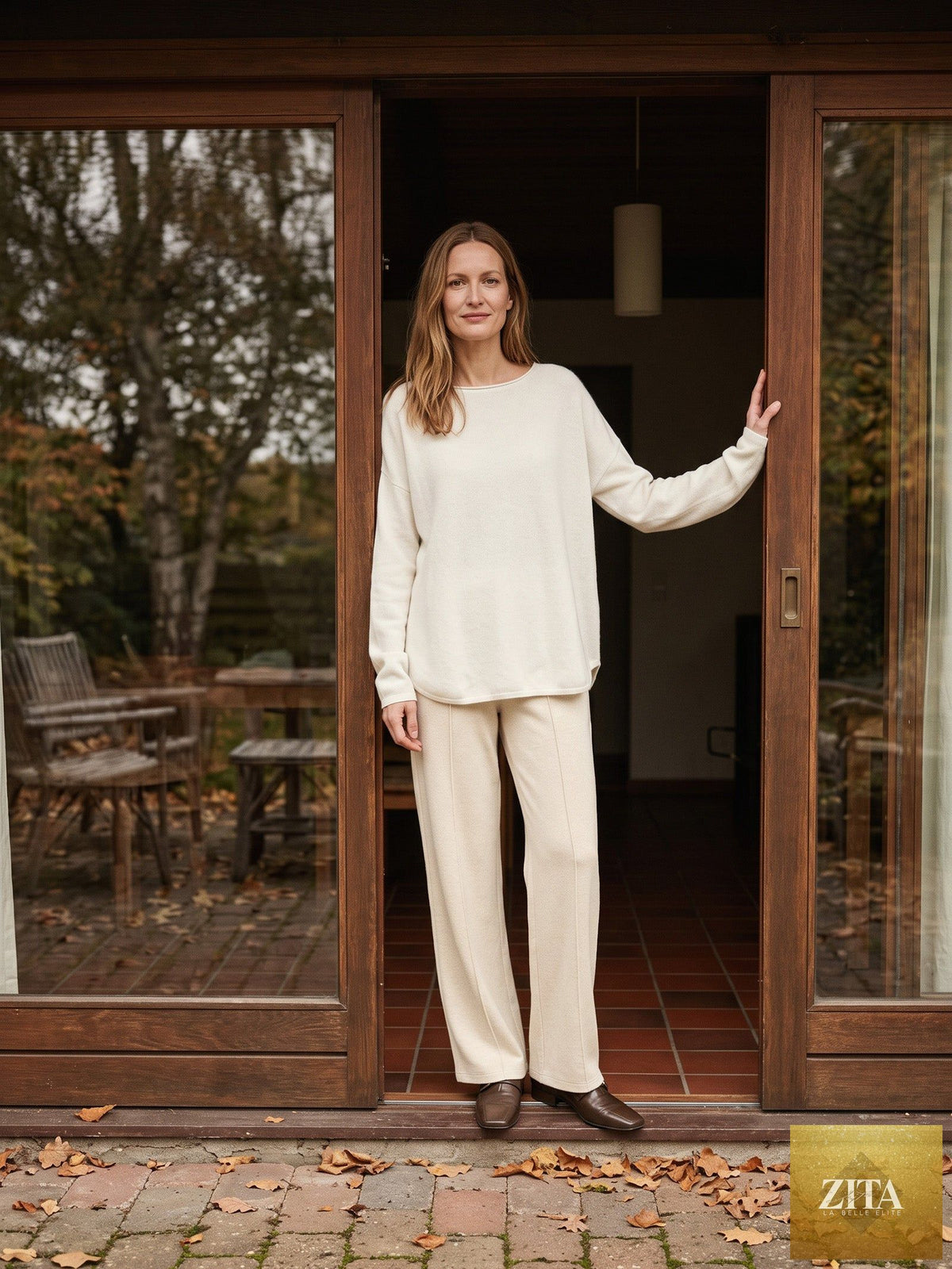 100% Mongolian Cashmere Hand-Finished Rolled Edge Knit Top AMARA