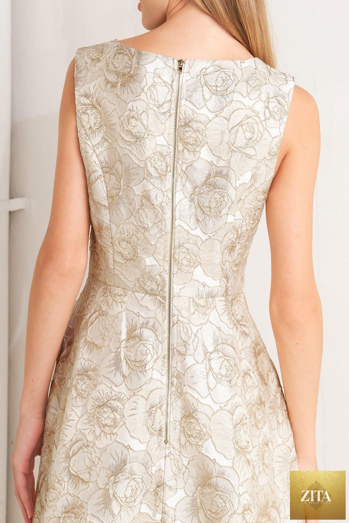 GILDED ROSE WOVEN MIDI DRESS