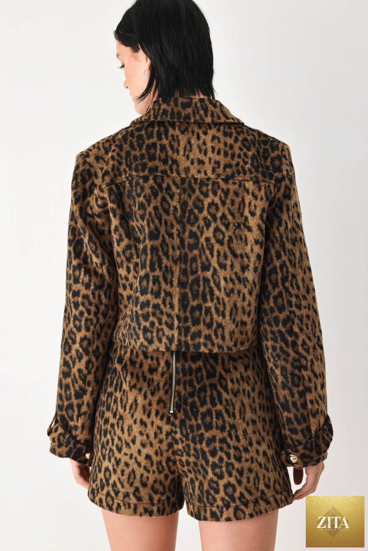 HERITAGE EDGE BROWN/BLACK WOOL-BLEND CROPPED JACKET