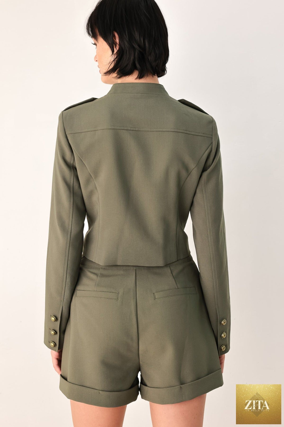 OLIVE COMMAND CROPPED MILITARY JACKET