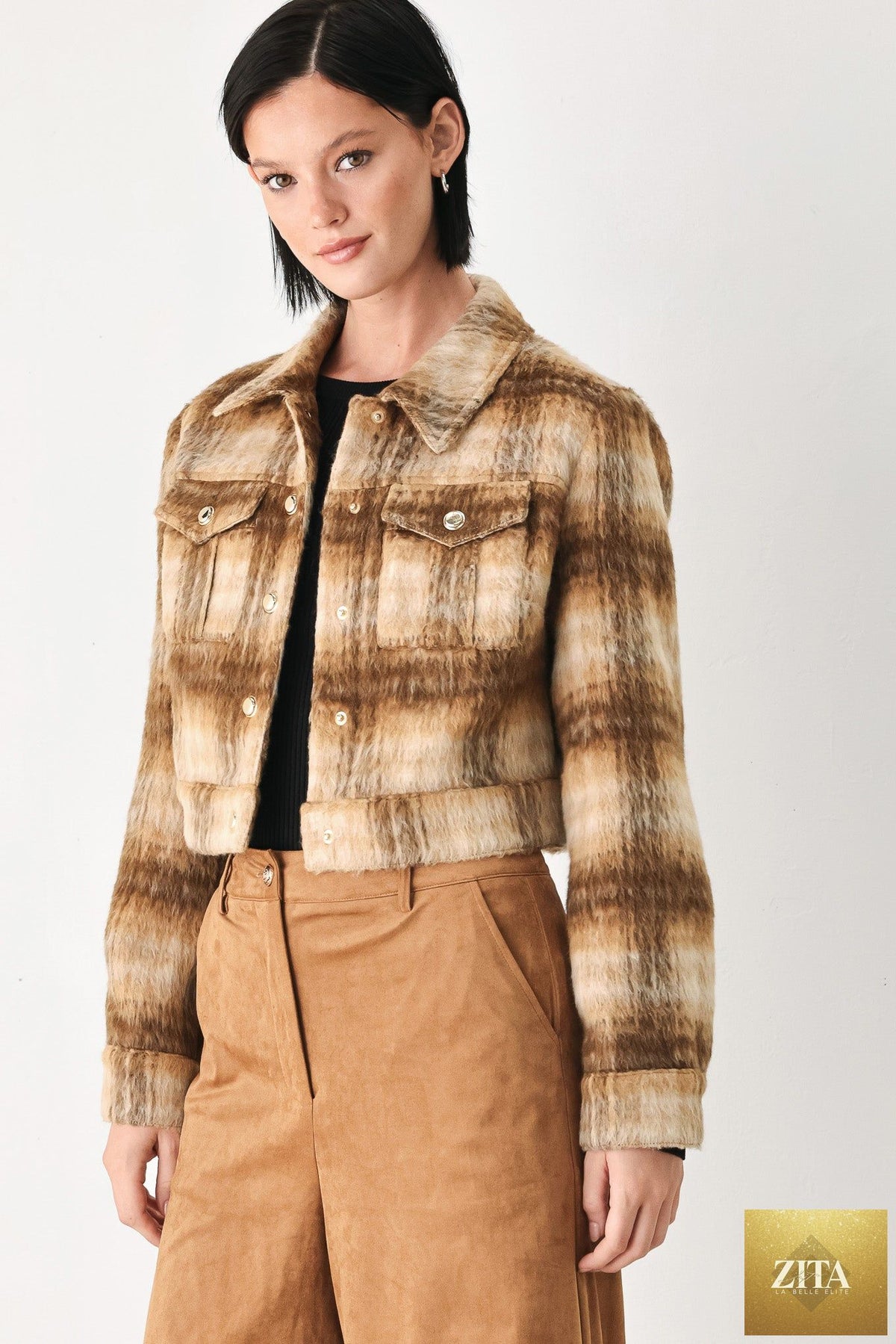 AUTUMN IN ASPEN PLAID CROP JACKET