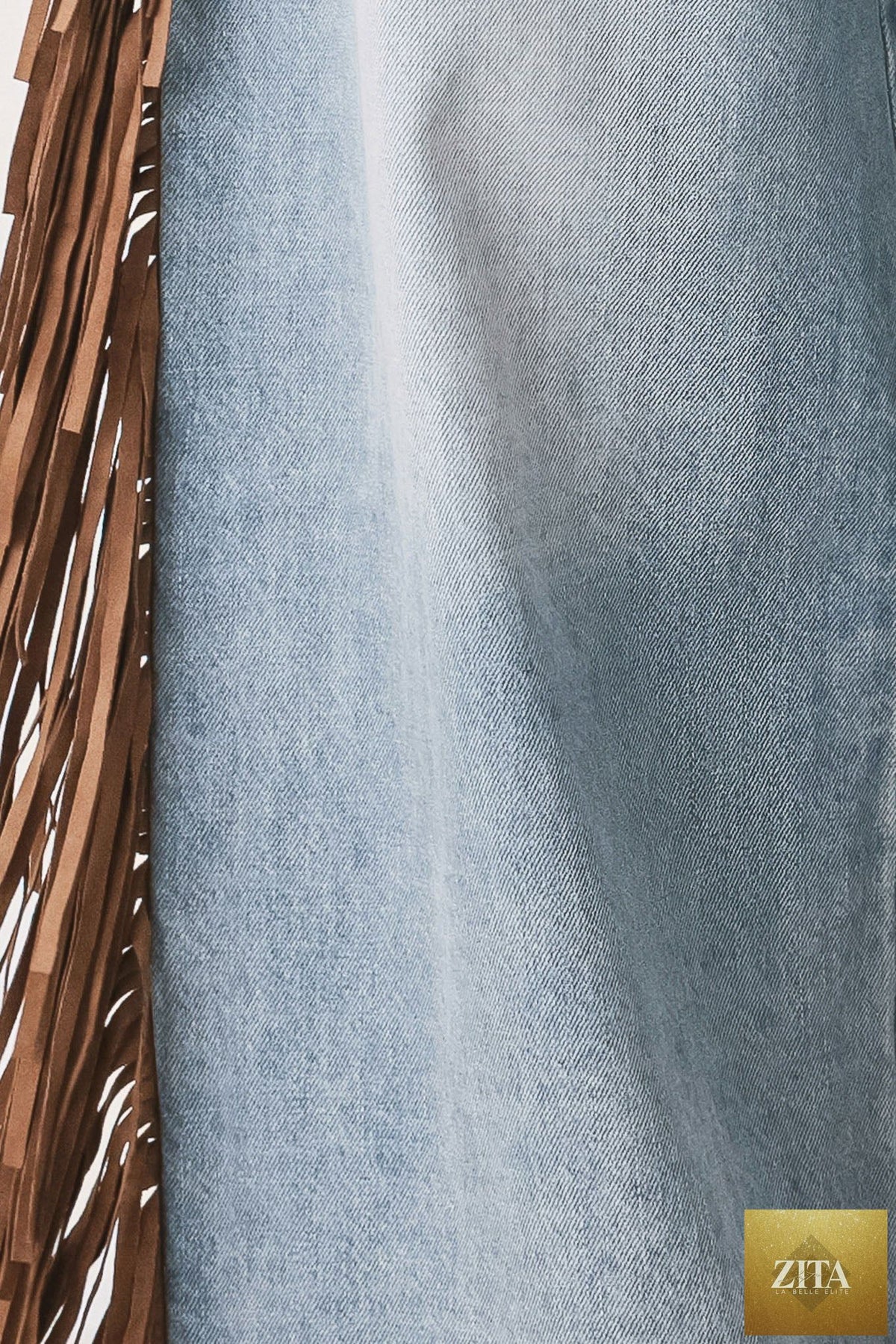 Light washed brown denim pants from Flying Tomato Nashville side wash denim pants, casual style, front view.