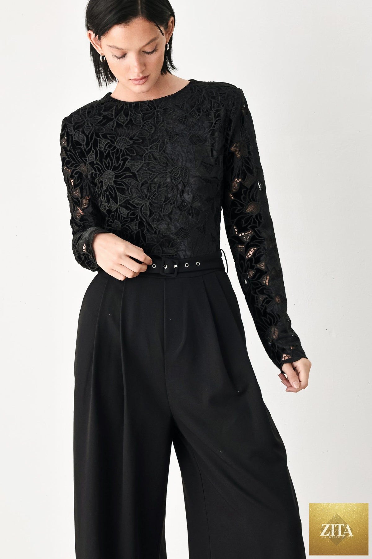 AFTER DARK LACE WIDE LEG JUMPSUIT