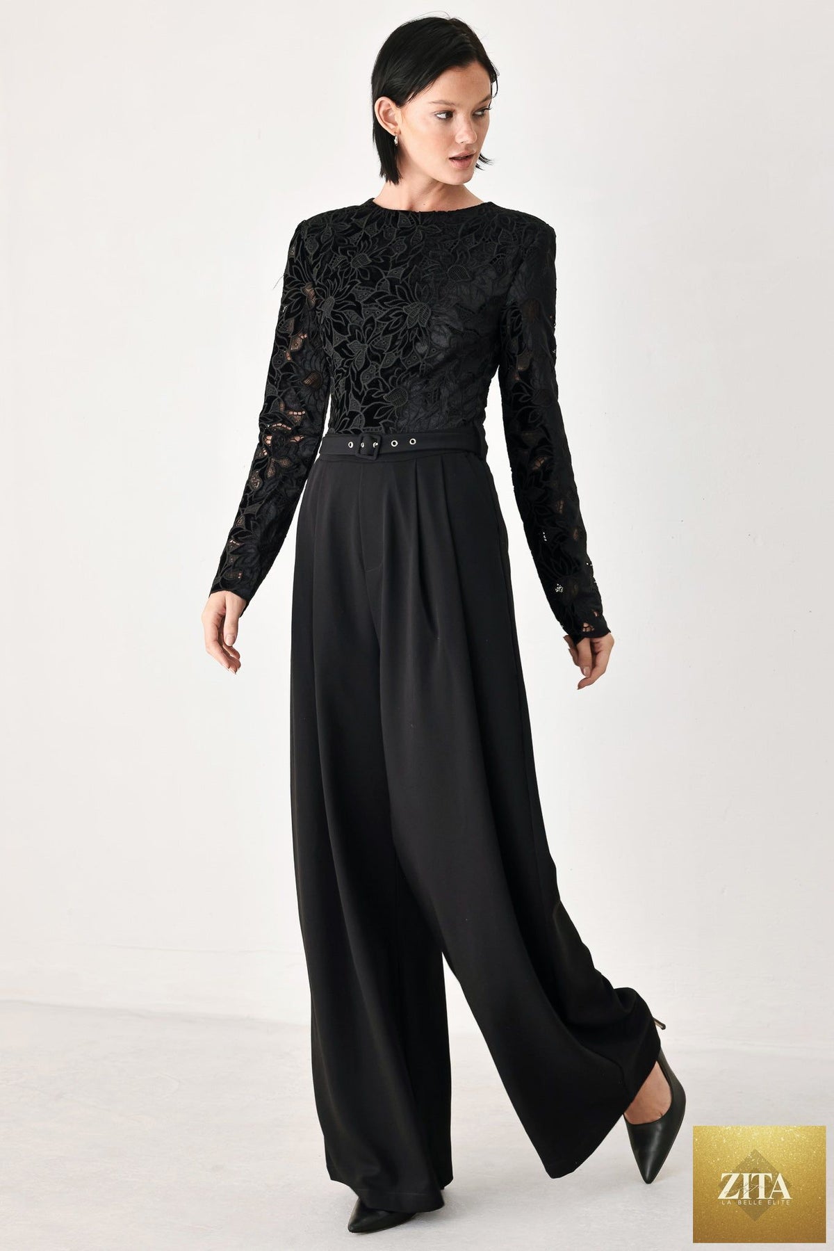 AFTER DARK LACE WIDE LEG JUMPSUIT
