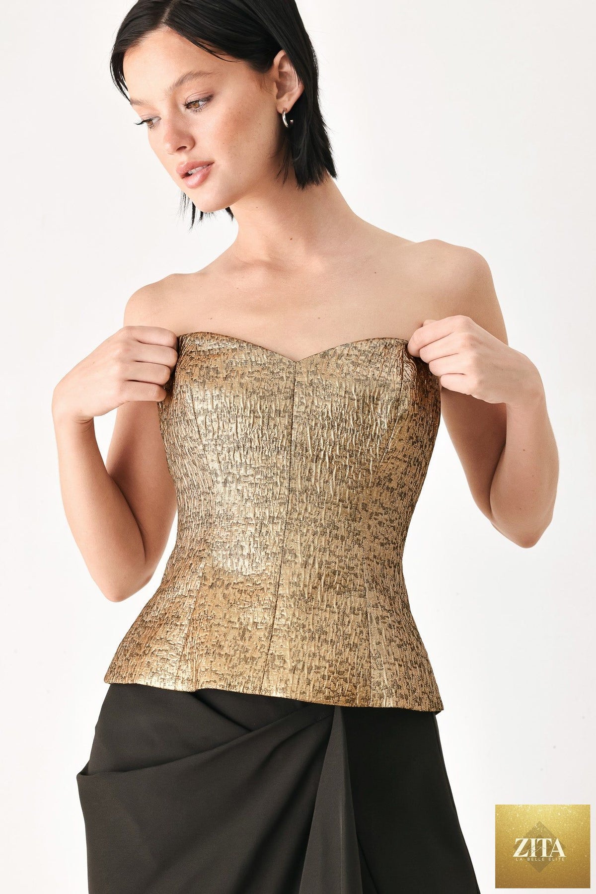 GOLD RUSH METALLIC SWEETHEART TUBE TOP