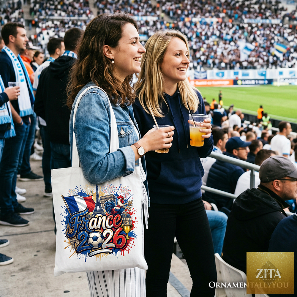 White France 2026 Soccer Cup tote bag by Zita La Belle Elite, featuring global championship and football fan design.