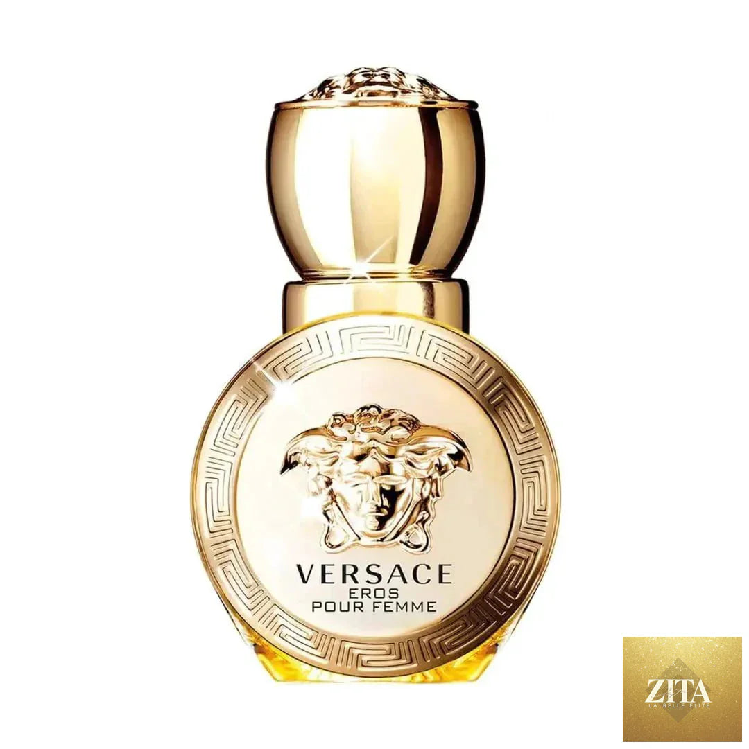 Mandotos Versace Eros Femme EDT 1oz spray bottle with elegant packaging and floral design.