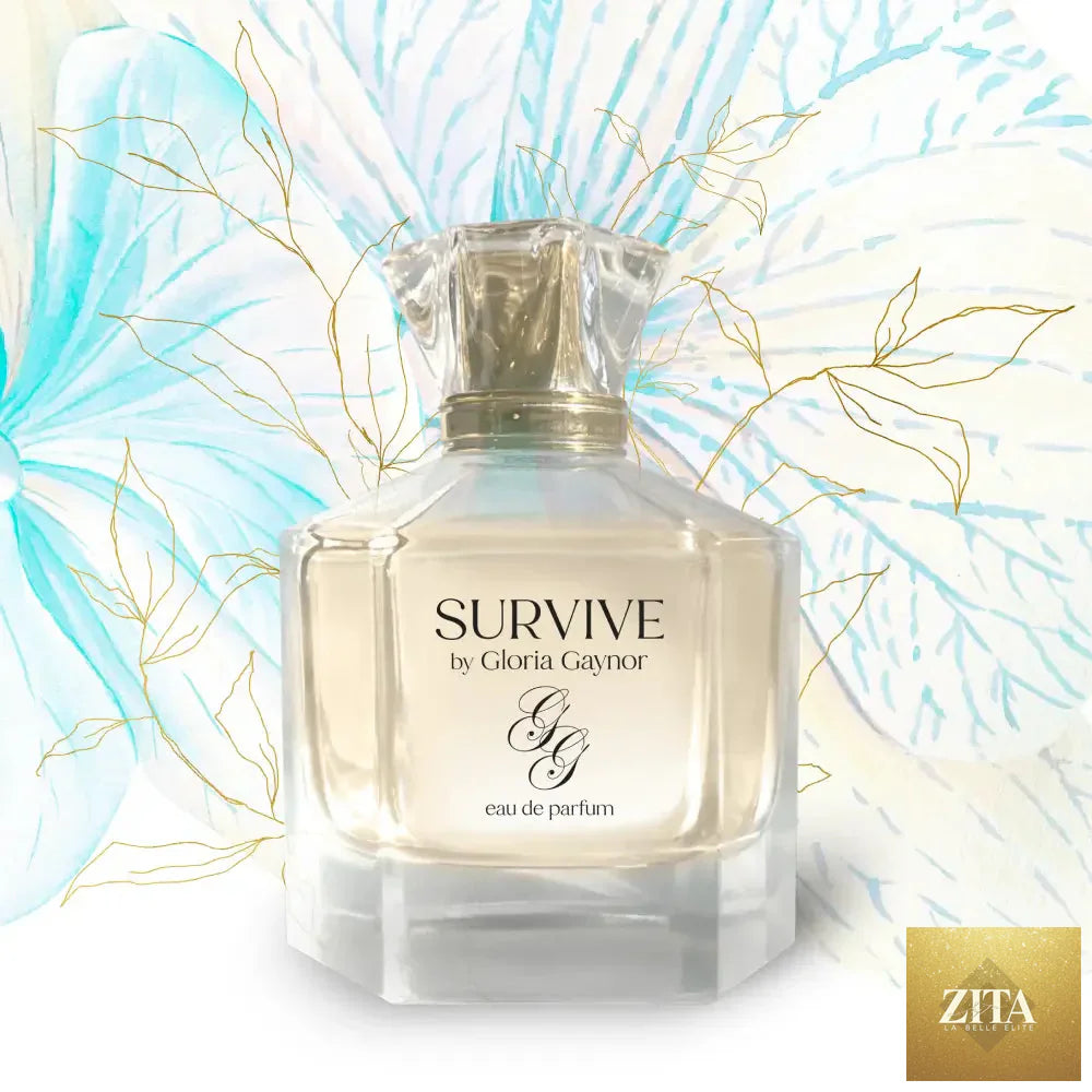 Gloria Gaynor SURVIVE eau de parfum bottle by Best Clean Beauty, featuring a sleek design for perfume and room spray.