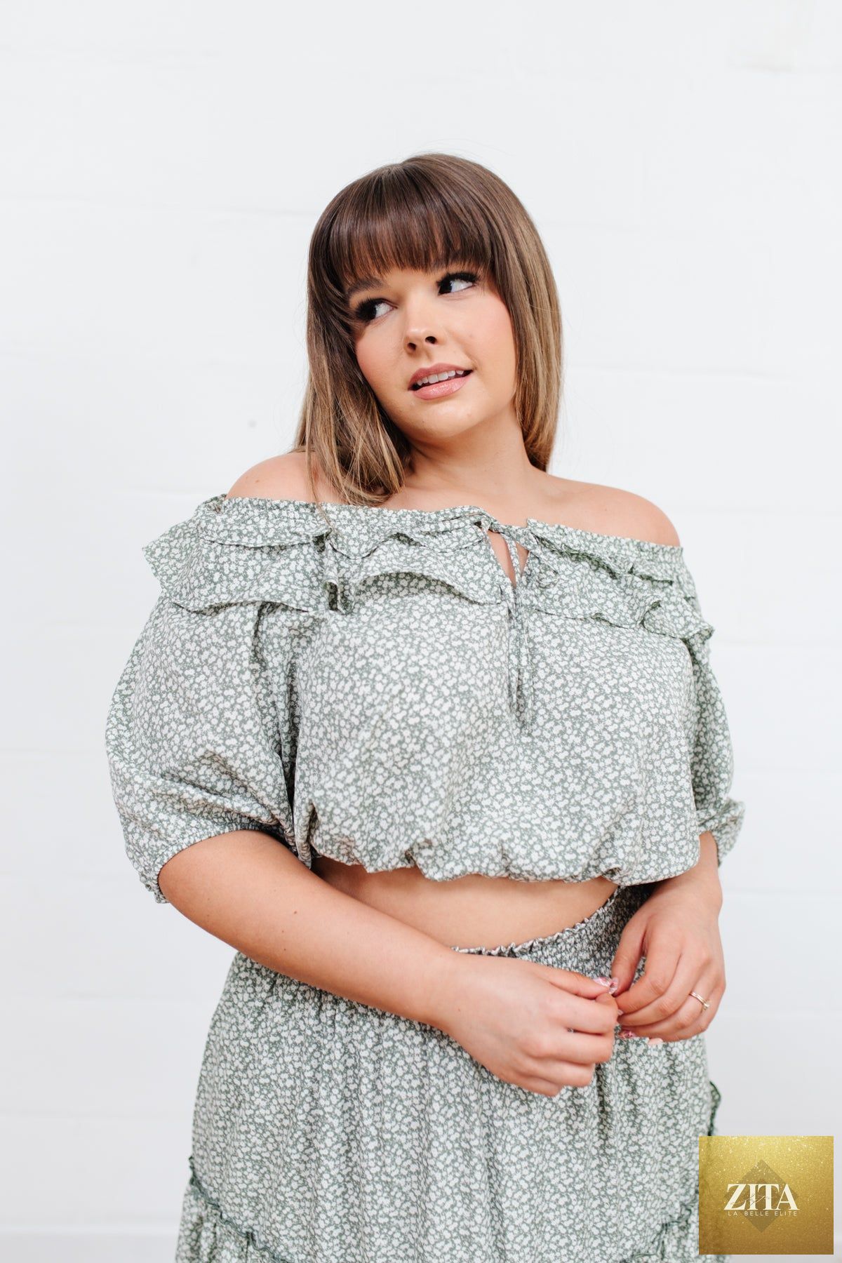 Womens Golden Hour Top in sage green by Thread & Co. Boutique, LLC, featuring a stylish, relaxed fit and soft fabric.