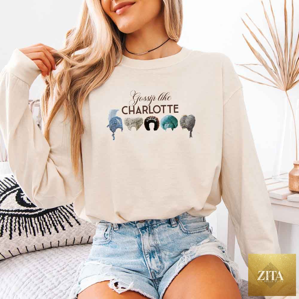 Ivory long sleeve T-shirt by Adorb Custom Tees featuring Gossip Like Charlotte Wigs Comfort Colors design, casual and stylish for BookTok fans.