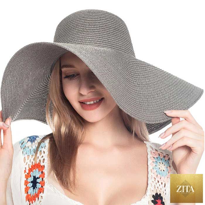 Women's Solid Floppy Straw Sun Hat