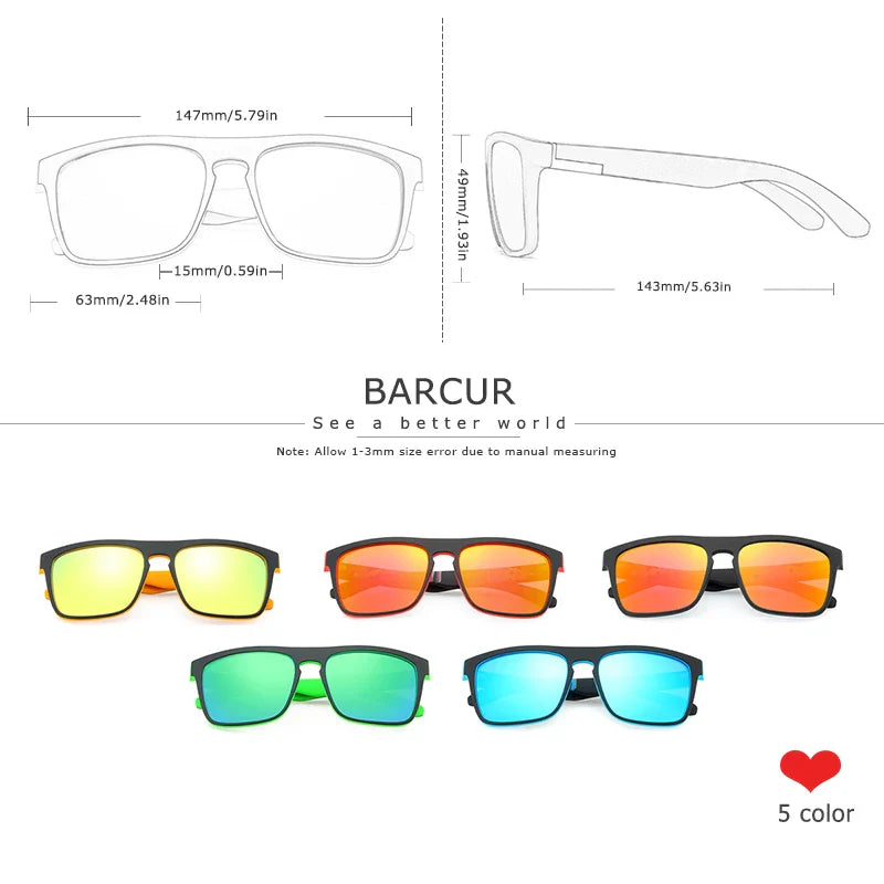Stevvex BARCUR men's polarized driving sunglasses with lightweight TR90 frame, UV400 protection, anti-glare lenses, stylish summer eyewear.