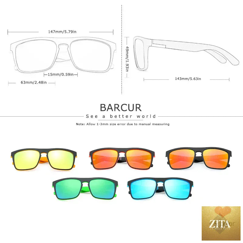 Stevvex BARCUR men's polarized driving sunglasses with UV400 protection, lightweight TR90 frame, and anti-glare lenses.