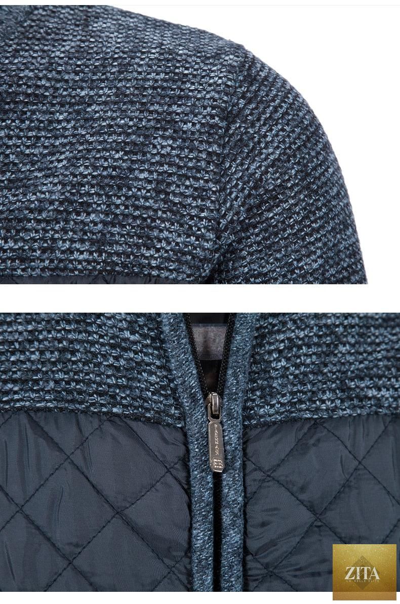 Stevvex men's winter jacket with hood, slim fit fleece design, warm soft sweater, solid casual and business outerwear.