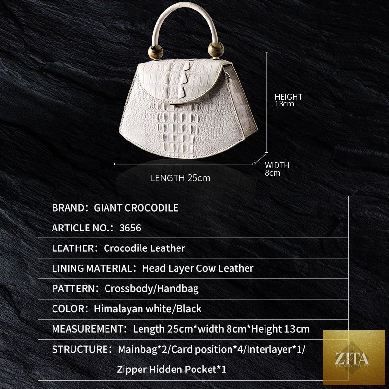 Luxury women's crocodile leather handbag by donjohnbyvictoriacharles with elegant design and textured crocodile skin.
