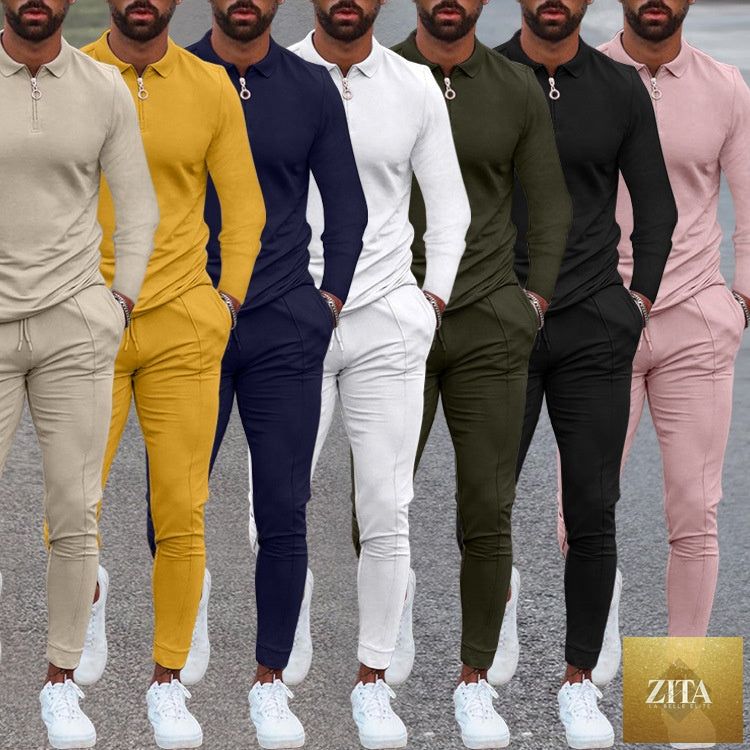 Men's Zita La Belle Elite jogger sweat suit with long sleeve top, comfortable tracksuit for active wear, in a casual style.