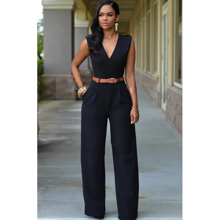 Women's fashion jumpsuits pants Free Belt combination
