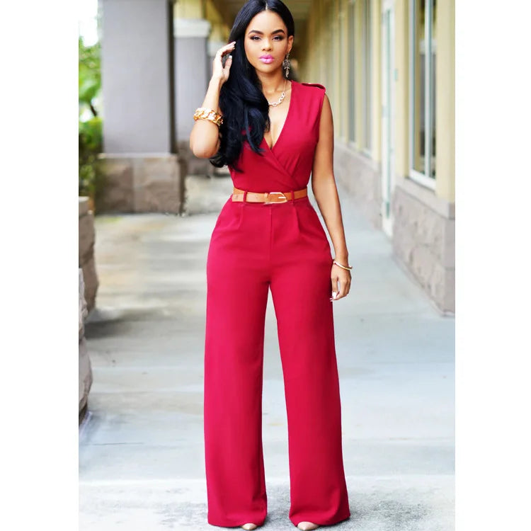 Women's fashion jumpsuits pants Free Belt combination