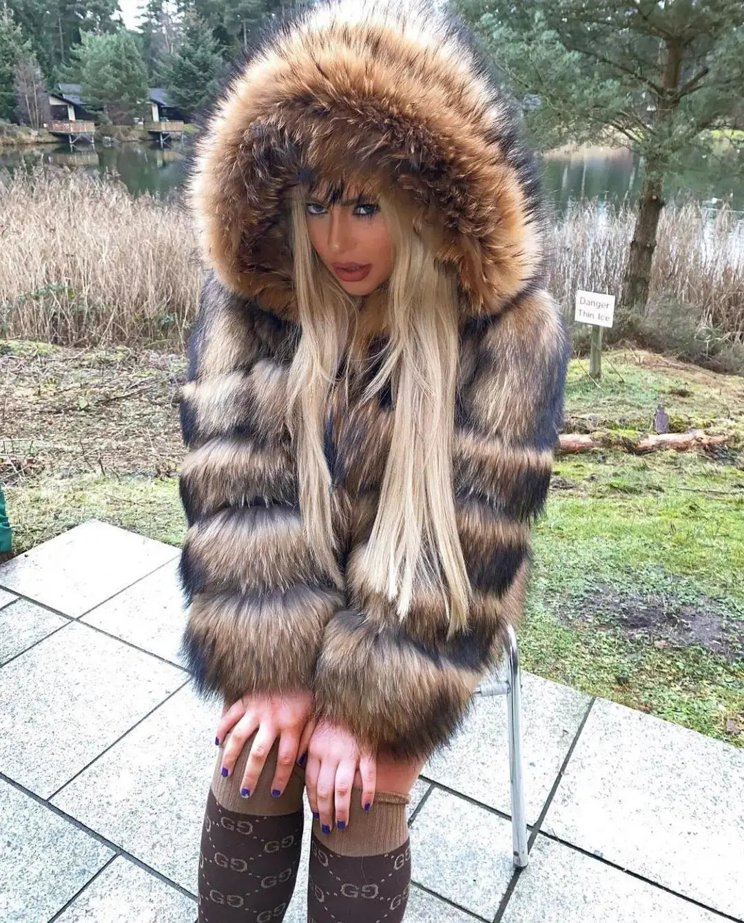 MAOMAOKONG Super Hot Winter Women Luxury Thick Real Raccoon Fur Coat Natural Fox Fur Jacket Plus Size Furry Jackets Female Vest ZITA LA BELLE ÉLITE