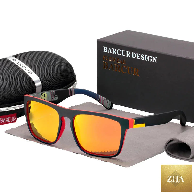 Stevvex BARCUR men's polarized driving sunglasses with UV400 protection, lightweight TR90 frame, and anti-glare lenses.