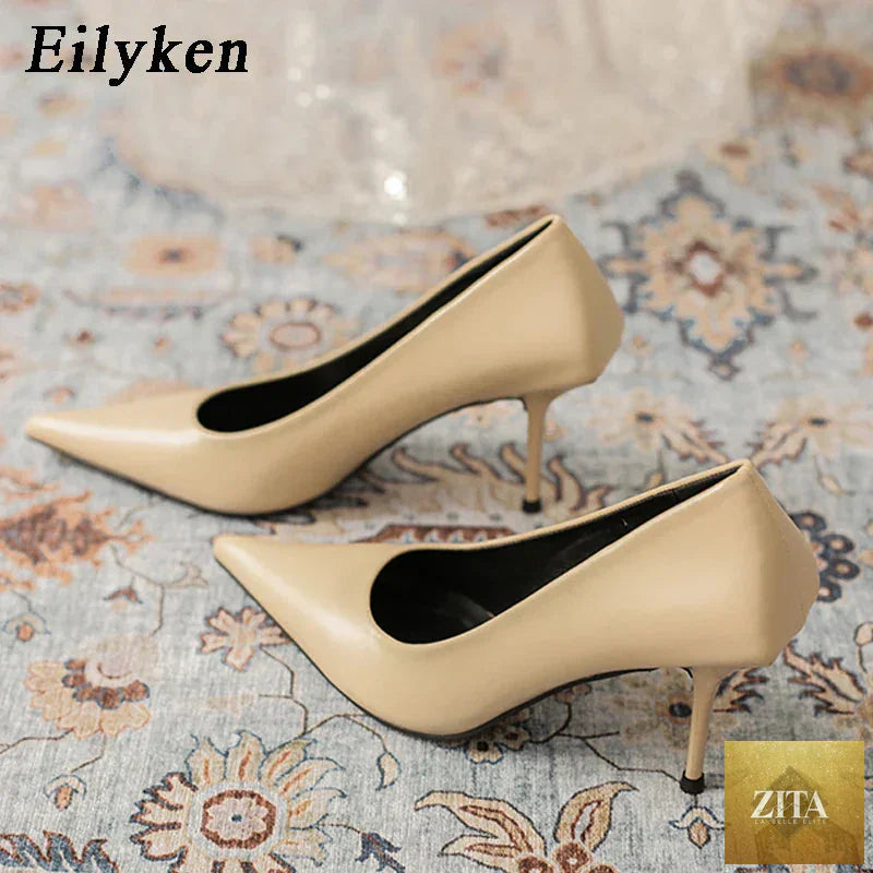 Zita La Belle Elite green high heels pumps for women, pointed toe slip-on shoes, elegant for prom, wedding, or special occasions.