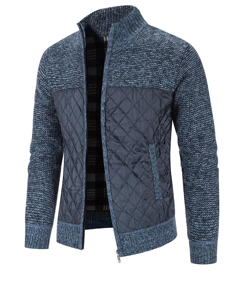 Stevvex men's warm casual slim fit fleece jacket with hood, soft sweater texture, solid color, suitable for autumn and winter.