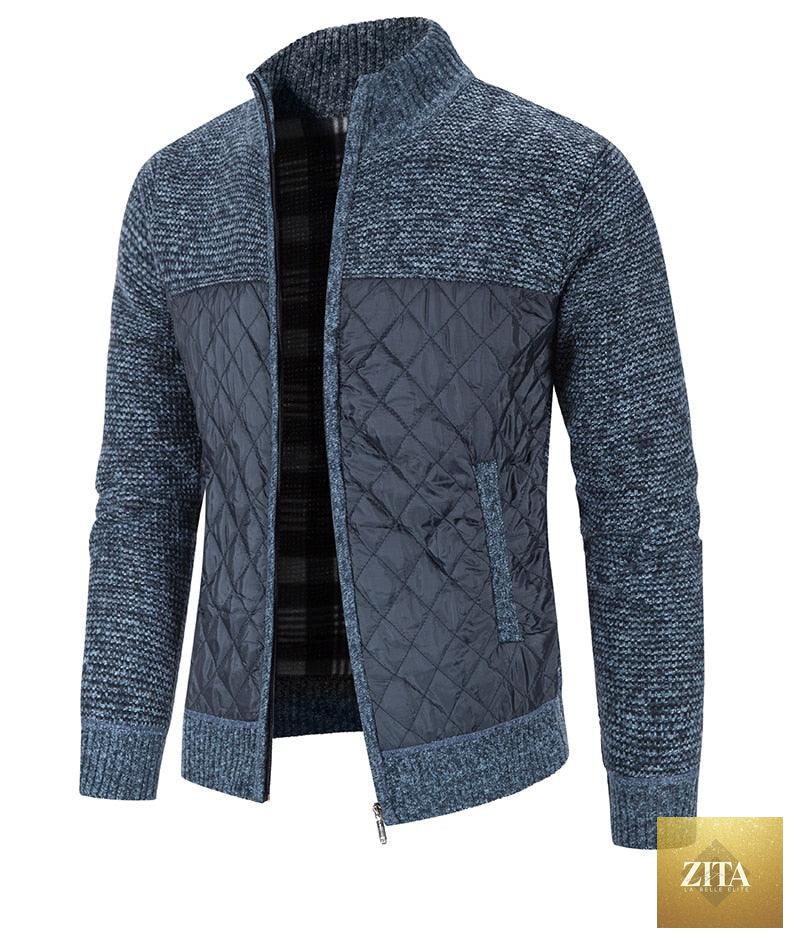 Stevvex men's winter jacket featuring a warm, slim-fit fleece design with a hood, soft solid material, suitable for casual and business wear.