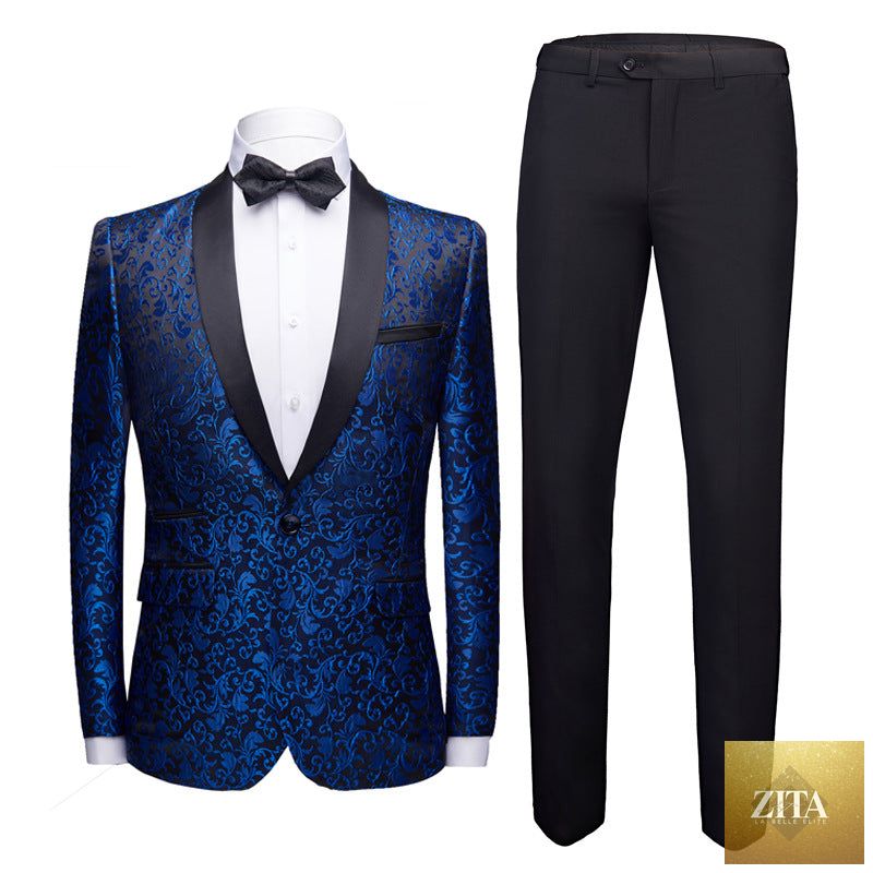 Slim fit men's suit with blazer, pants, and vest from donjohnbyvictoriacharles, featuring a modern formal dress look.