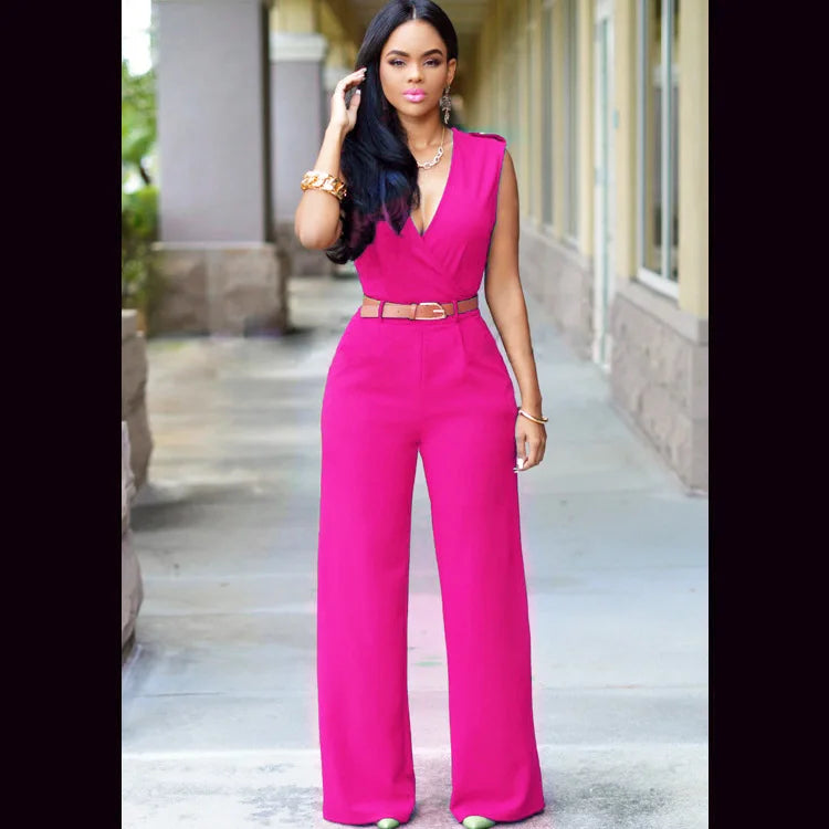 Women's fashion jumpsuits pants Free Belt combination