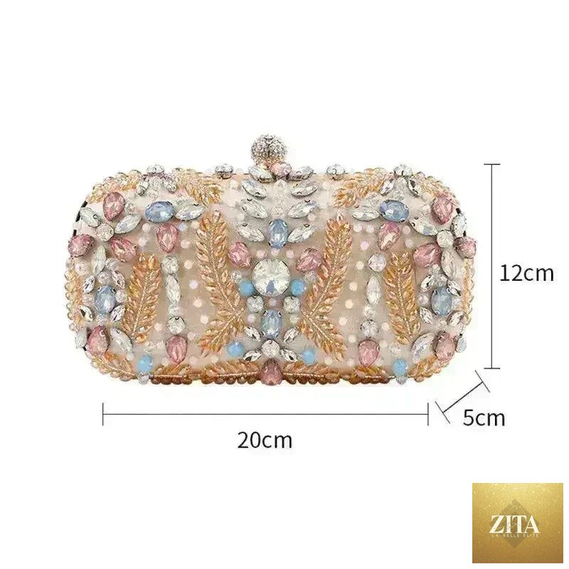 Femstylo luxury rhinestone clutch bag for weddings and parties, elegant handbag with sparkling embellishments and sleek design