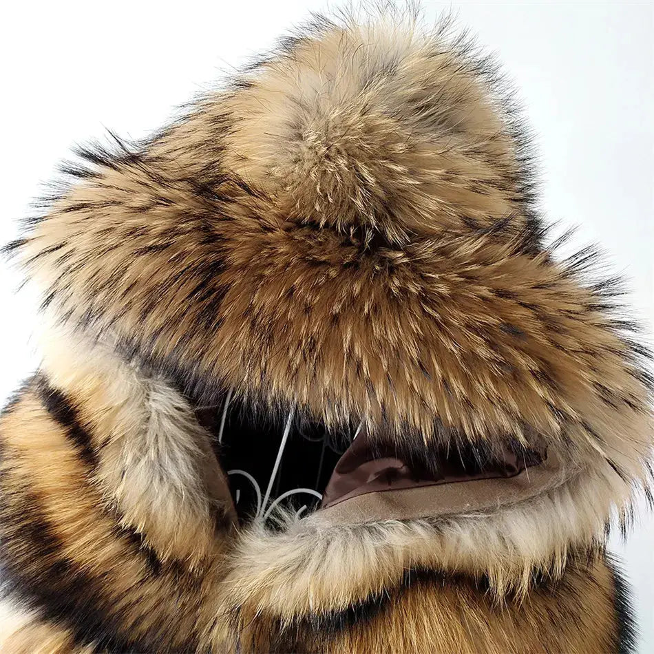 MAOMAOKONG Super Hot Winter Women Luxury Thick Real Raccoon Fur Coat Natural Fox Fur Jacket Plus Size Furry Jackets Female Vest ZITA LA BELLE ÉLITE