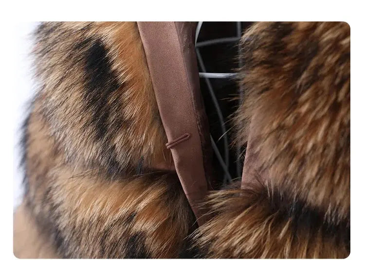 MAOMAOKONG Super Hot Winter Women Luxury Thick Real Raccoon Fur Coat Natural Fox Fur Jacket Plus Size Furry Jackets Female Vest ZITA LA BELLE ÉLITE