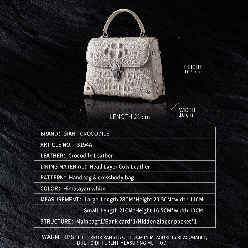 Don John women's crocodile leather handbag showcasing a sleek, luxurious design with textured crocodile pattern.