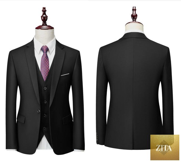 Zita La Belle Elite men's 3-piece suit with jacket, pants, and vest, ideal for business formal occasions.