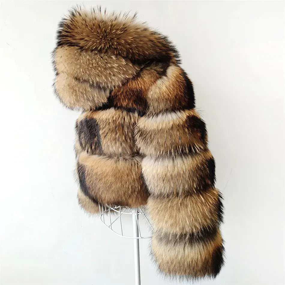 MAOMAOKONG Super Hot Winter Women Luxury Thick Real Raccoon Fur Coat Natural Fox Fur Jacket Plus Size Furry Jackets Female Vest ZITA LA BELLE ÉLITE