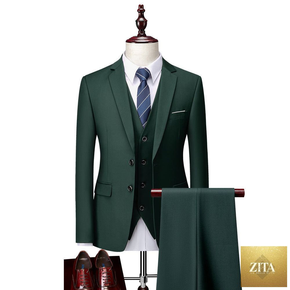 Zita La Belle Elite men's 3-piece suit with jacket, pants, and vest, perfect for formal business attire.