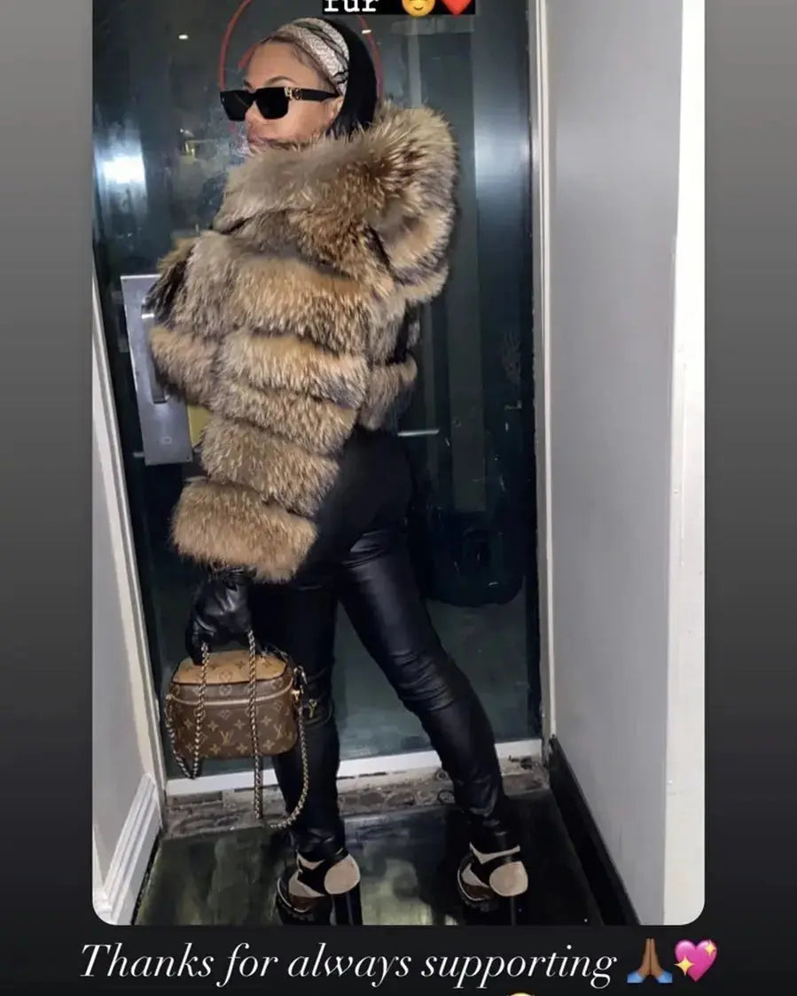 MAOMAOKONG Super Hot Winter Women Luxury Thick Real Raccoon Fur Coat Natural Fox Fur Jacket Plus Size Furry Jackets Female Vest ZITA LA BELLE ÉLITE