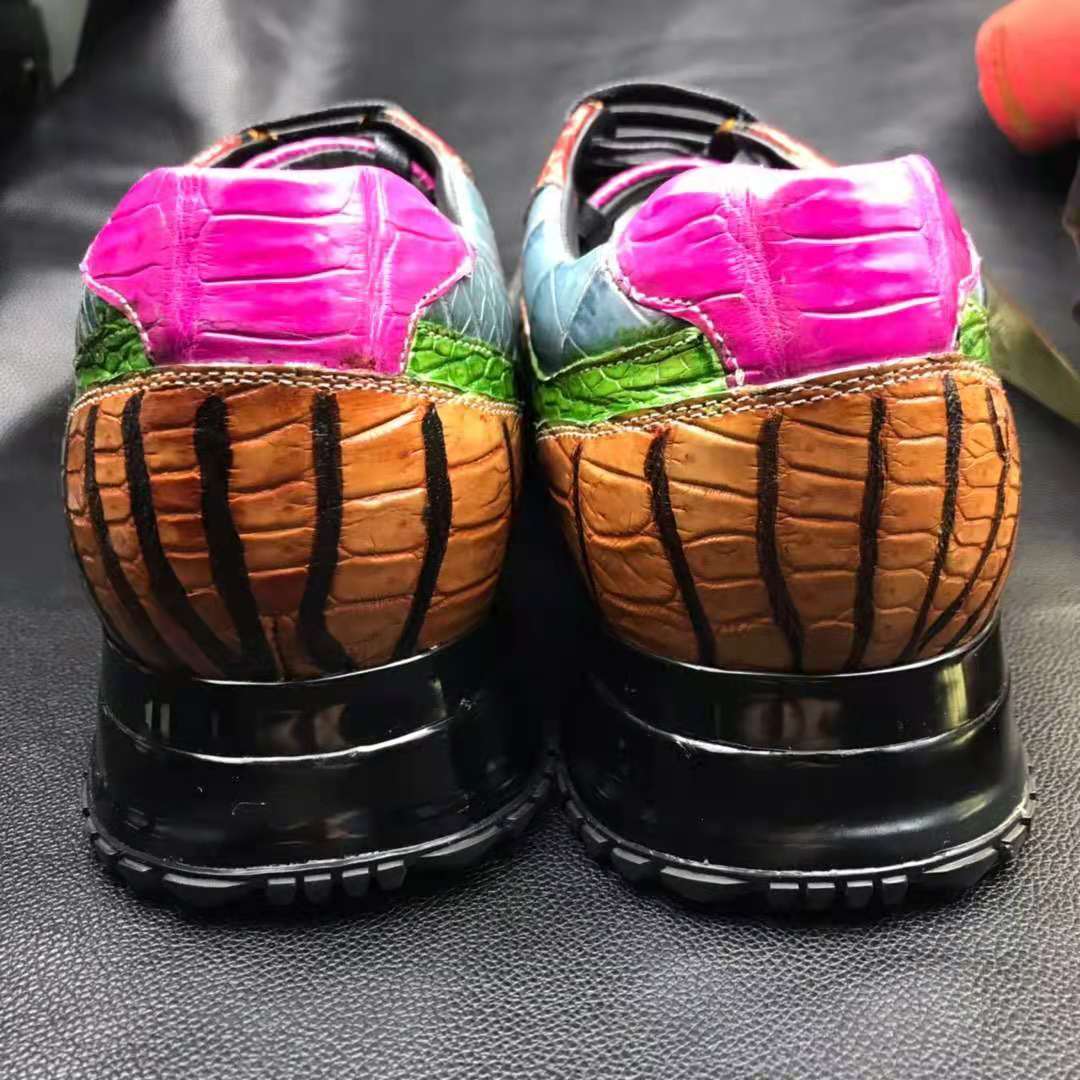 Don John men's Crocodile Rainbow Sneakers featuring vibrant rainbow-colored crocodile pattern and stylish design.