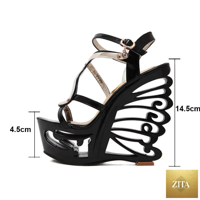LadyShow.Store PU leather platform sandals for women with rivet accents, chunky heels, and gladiator style straps.