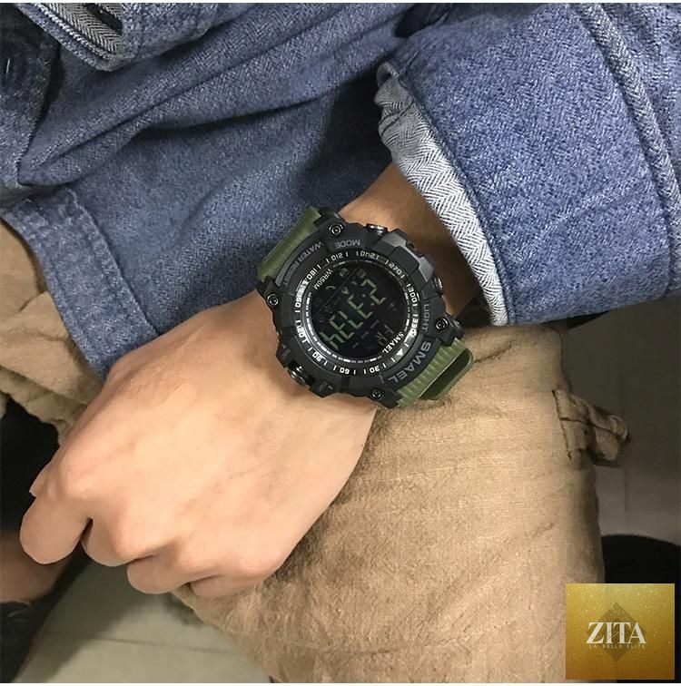 Stevvex Smart Sport men's chronograph watch with digital display, waterproof 50M, LED backlight, military design, model ST1WT32181QWE.