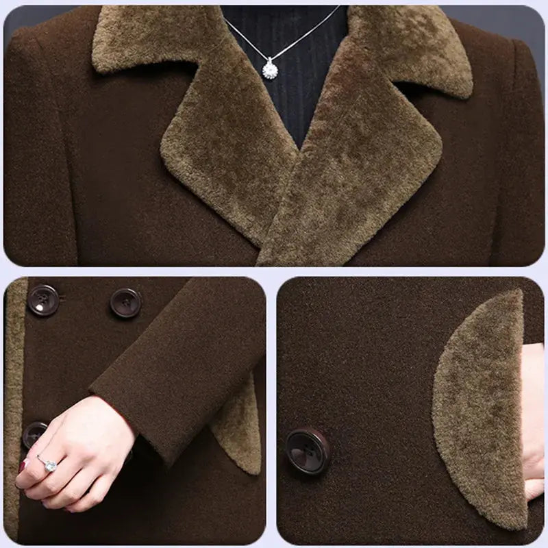 M-5XL Women Wool Blends Coat Autumn Winter 2025 Fashion Mother Thicken Cashmere Collar Long Jacket Slim Tops Outerwear Female ZITA LA BELLE ÉLITE