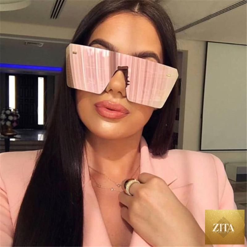 Luxury Stevvex oversized square sunglasses for women with mirror lenses and UV400 protection, stylish fashion eyewear for ladies.