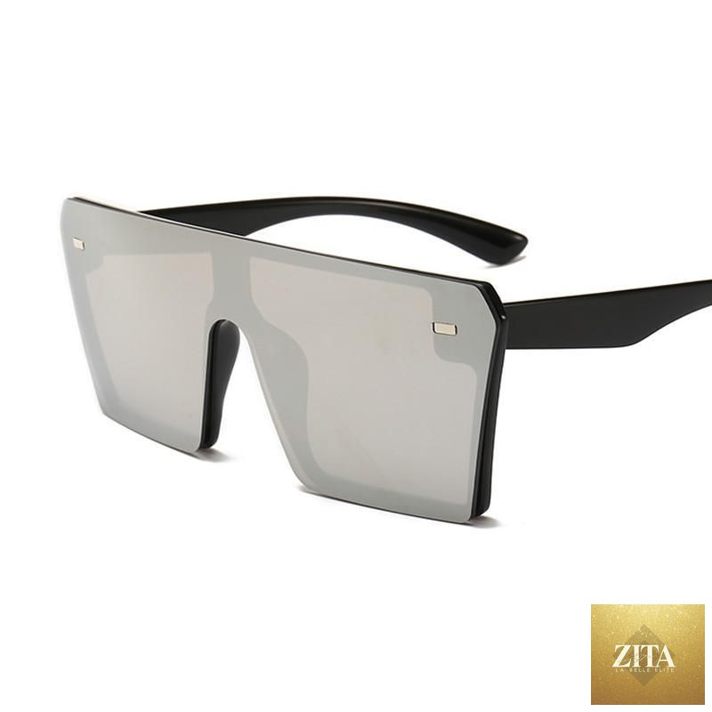 Modern oversized square sunglasses for women by Stevvex with mirror lenses and UV400 protection, stylish fashion eyewear.