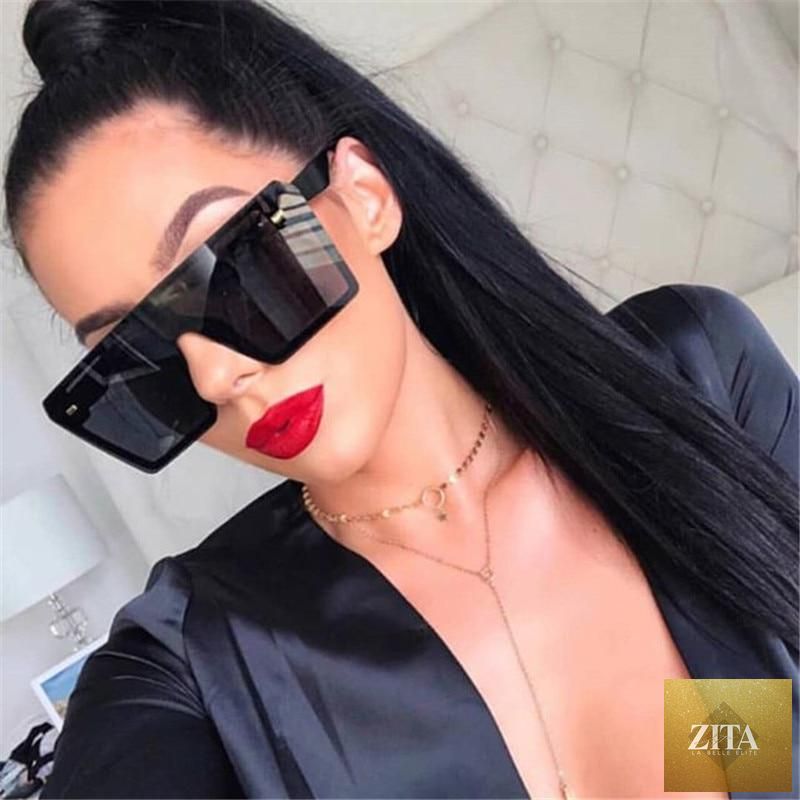 Stevvex luxury oversized square sunglasses for women with mirror lenses and UV400 protection, stylish fashion eyewear for ladies.